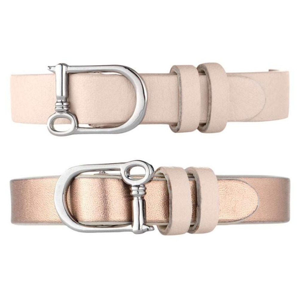 Single Leather Band - Blush/Champagne (REVERSIBLE)